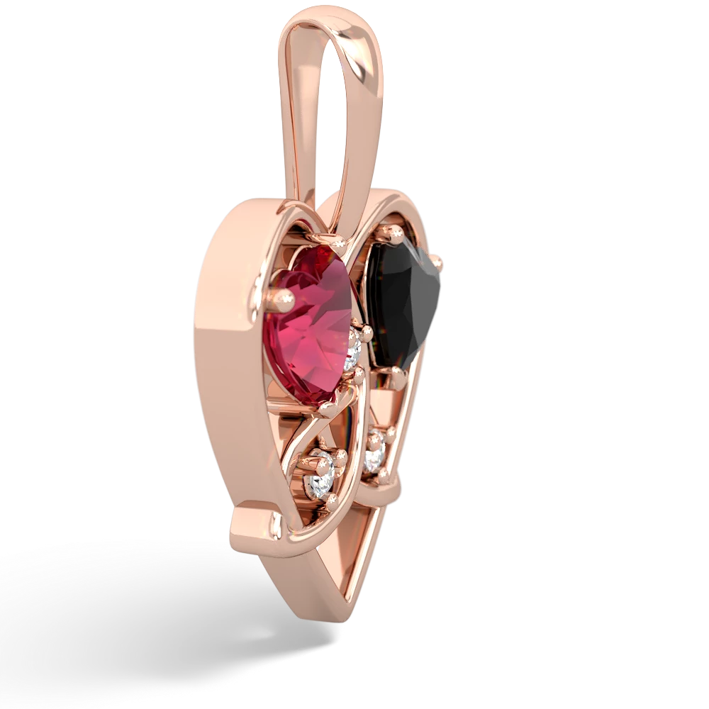 Lab Ruby Celtic Trinity Heart 14K Rose Gold pendant P5331