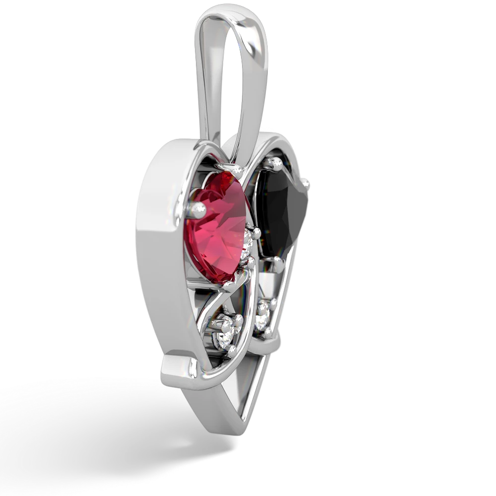 Lab Ruby Celtic Trinity Heart 14K White Gold pendant P5331