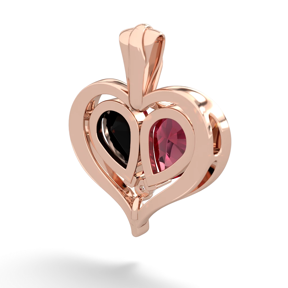 Lab Ruby Two Become One 14K Rose Gold pendant P5330