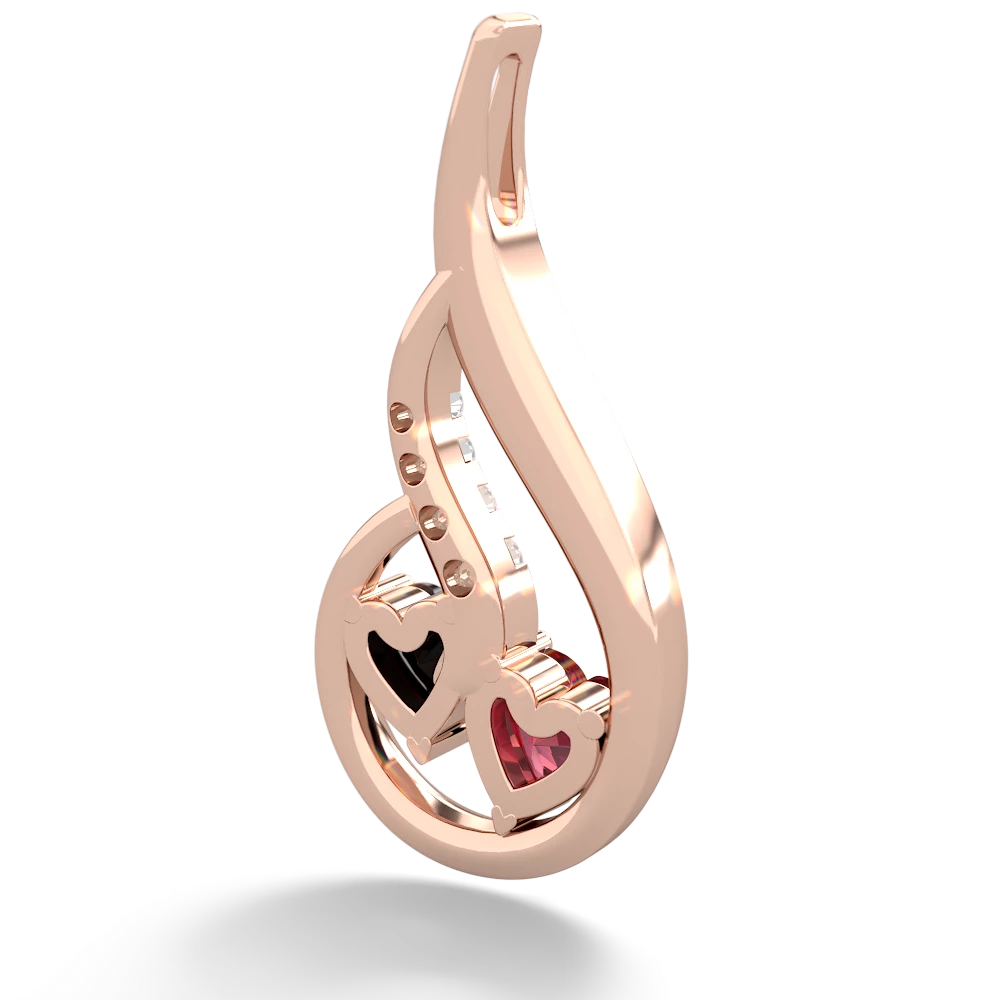 Lab Ruby Keepsake Curves 14K Rose Gold pendant P5450