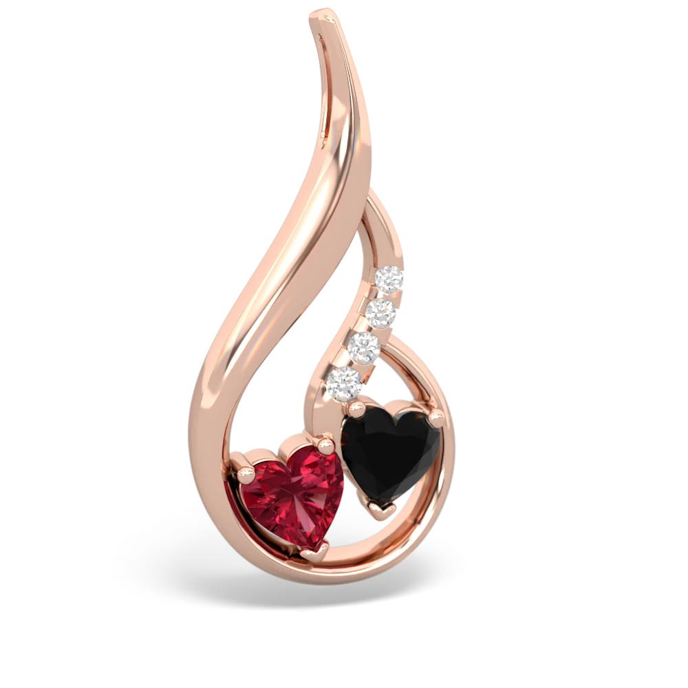 Lab Ruby Keepsake Curves 14K Rose Gold pendant P5450