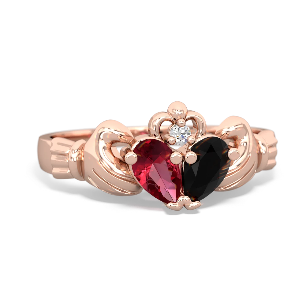 Lab Ruby 'Our Heart' Claddagh 14K Rose Gold ring R2388