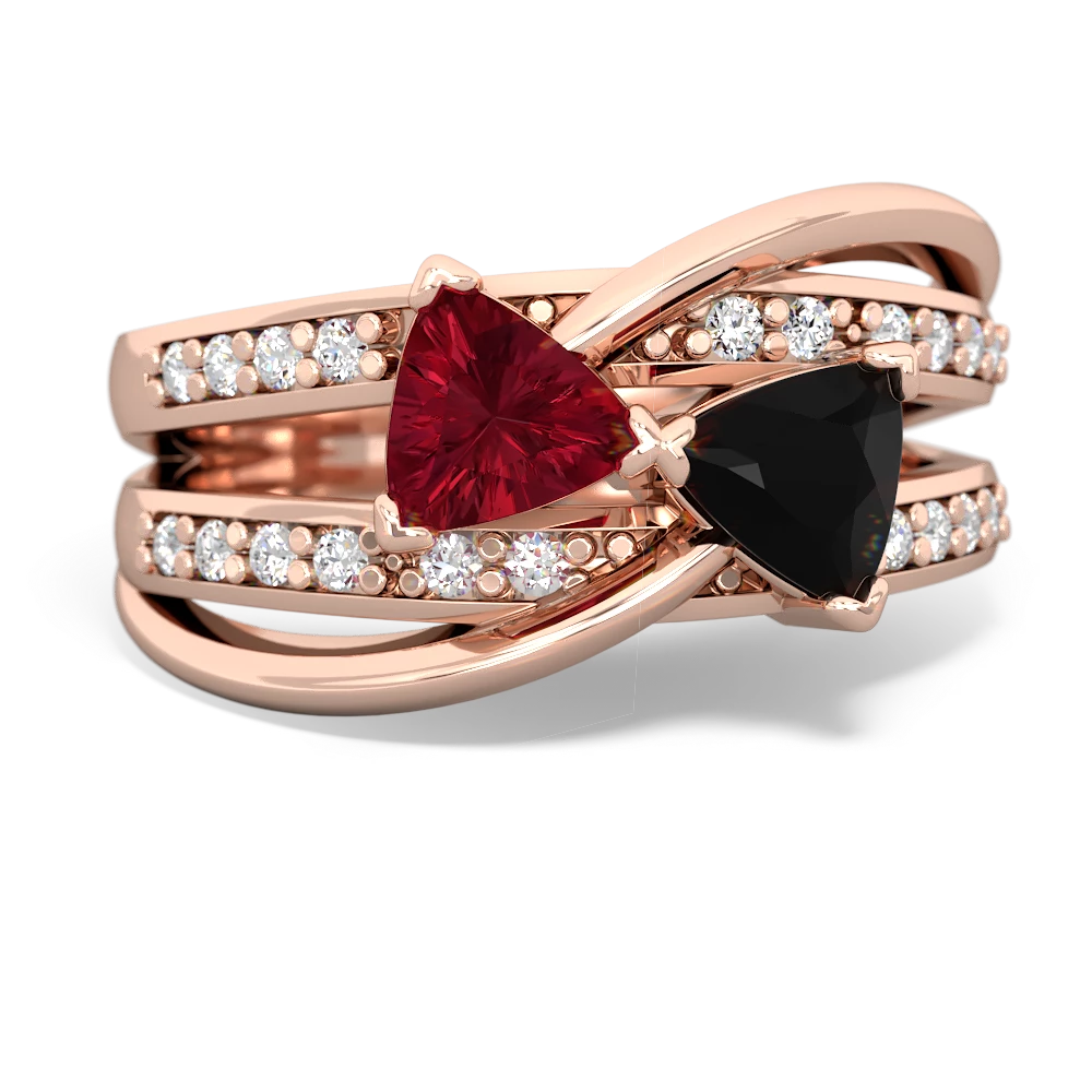 Lab Ruby Bowtie 14K Rose Gold ring R2360