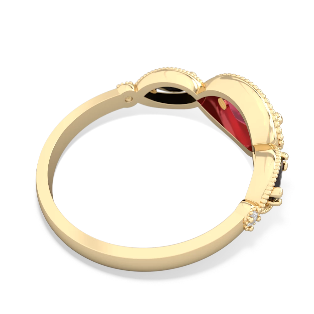 Lab Ruby Milgrain Marquise 14K Yellow Gold ring R5700