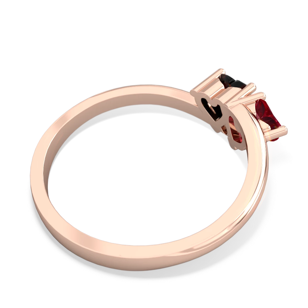 Lab Ruby Sweethearts 14K Rose Gold ring R5260