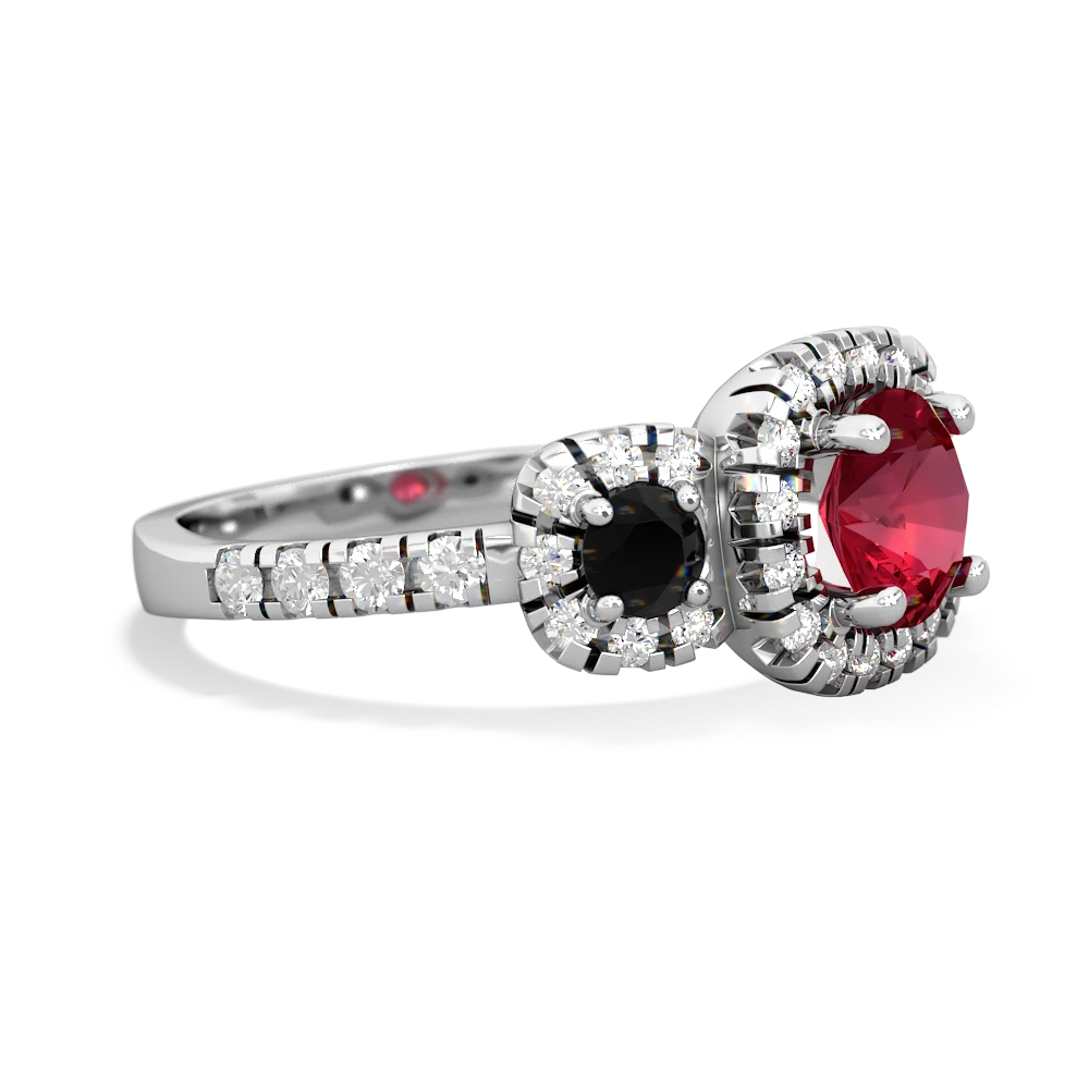 Lab Ruby Regal Halo 14K White Gold ring R5350