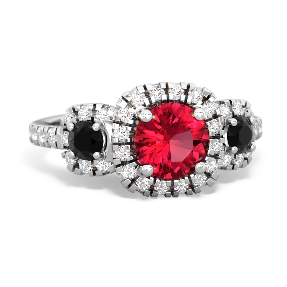 Lab Ruby Regal Halo 14K White Gold ring R5350