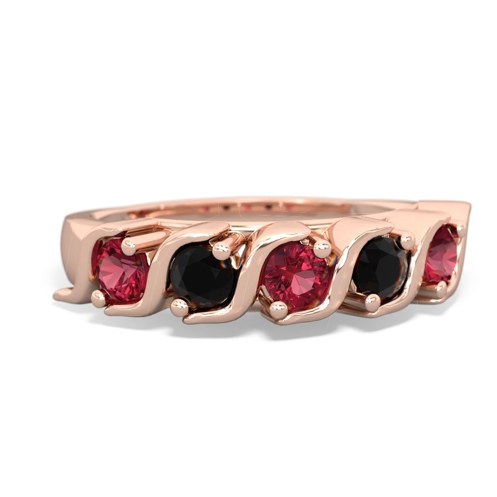 Lab Ruby Anniversary Band 14K Rose Gold ring R2089