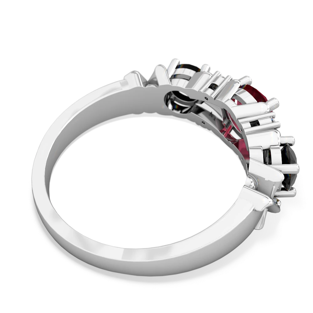 Lab Ruby Hugs And Kisses 14K White Gold ring R5016