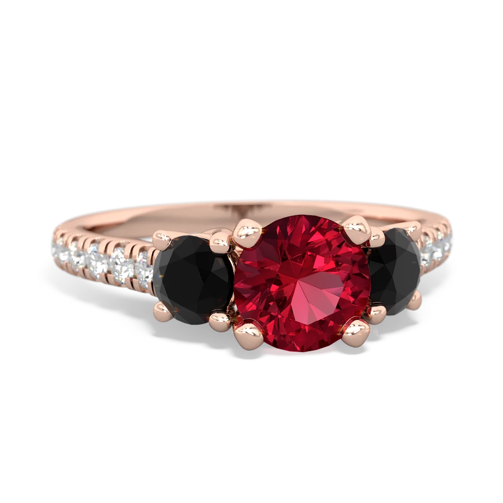 Lab Ruby Pave Trellis 14K Rose Gold ring R5500