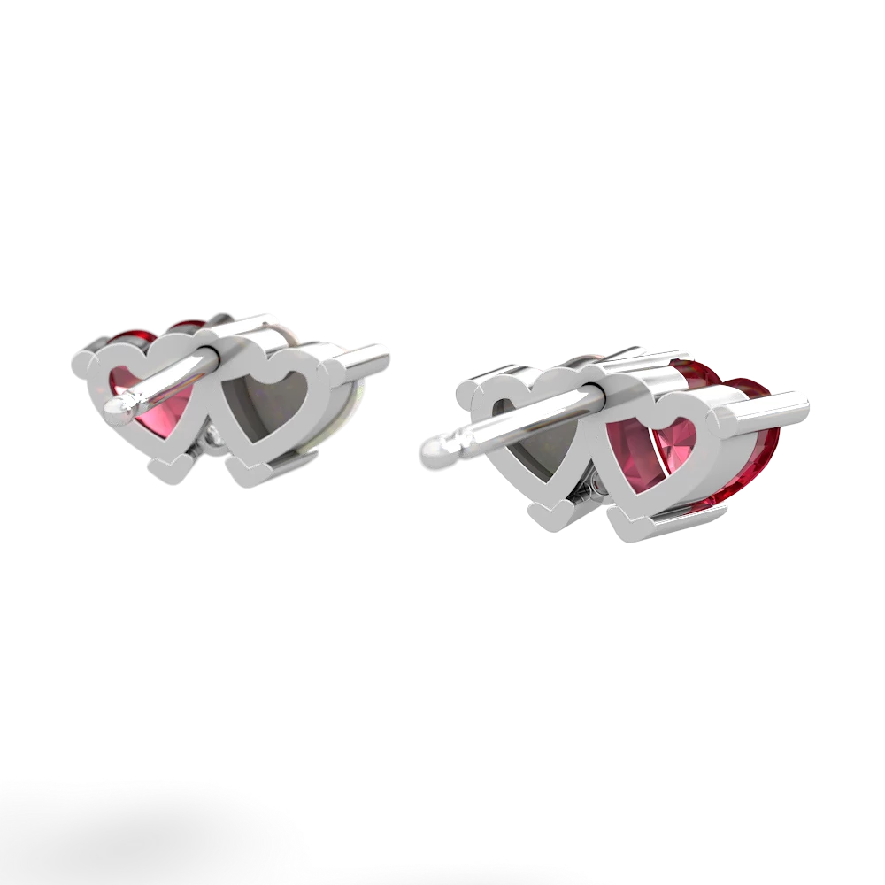 Lab Ruby Sweethearts 14K White Gold earrings E5260