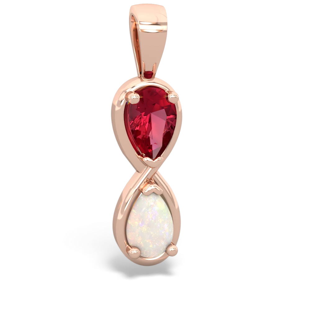 Lab Ruby Infinity 14K Rose Gold pendant P5050