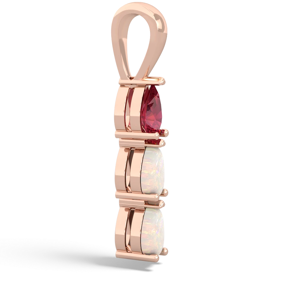 Lab Ruby Dew Drops 14K Rose Gold pendant P2251