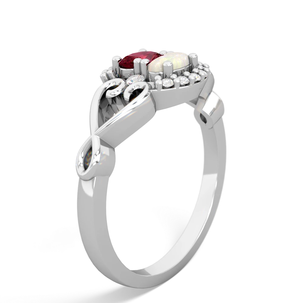 Lab Ruby Love Nest 14K White Gold ring R5860