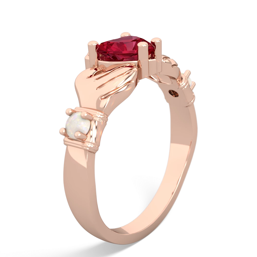 Lab Ruby Claddagh Keepsake 14K Rose Gold ring R5245