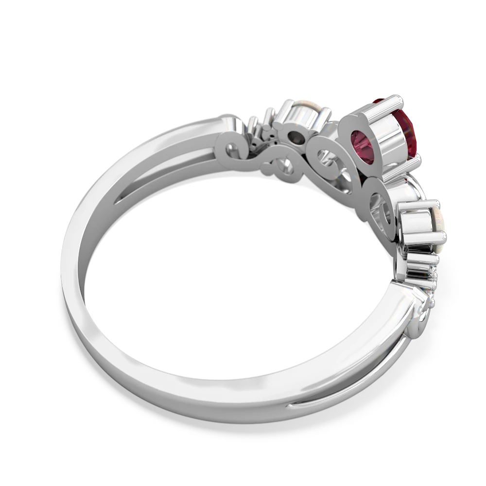 Lab Ruby Crown Keepsake 14K White Gold ring R5740