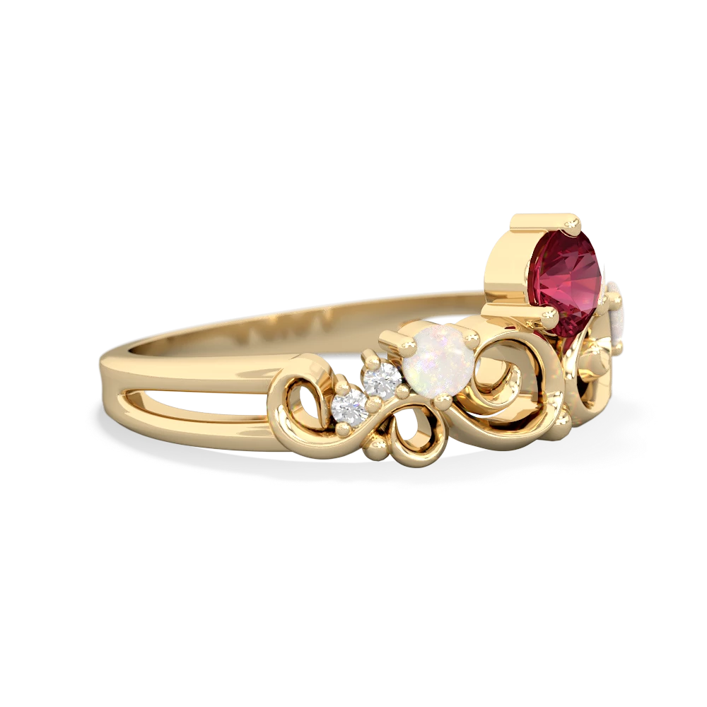 Lab Ruby Crown Keepsake 14K Yellow Gold ring R5740