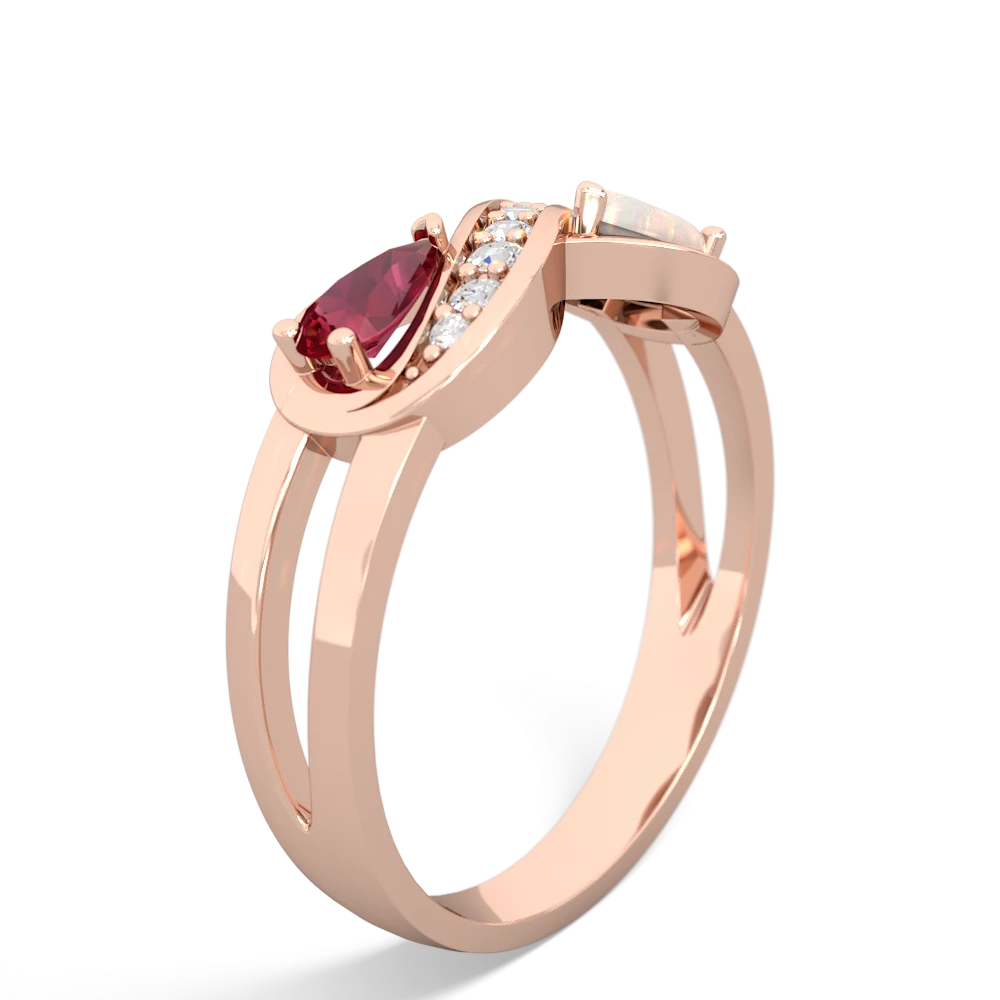 Lab Ruby Diamond Infinity 14K Rose Gold ring R5390