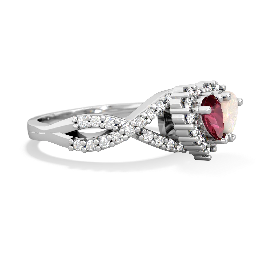 Lab Ruby Diamond Twist 'One Heart' 14K White Gold ring R2640HRT