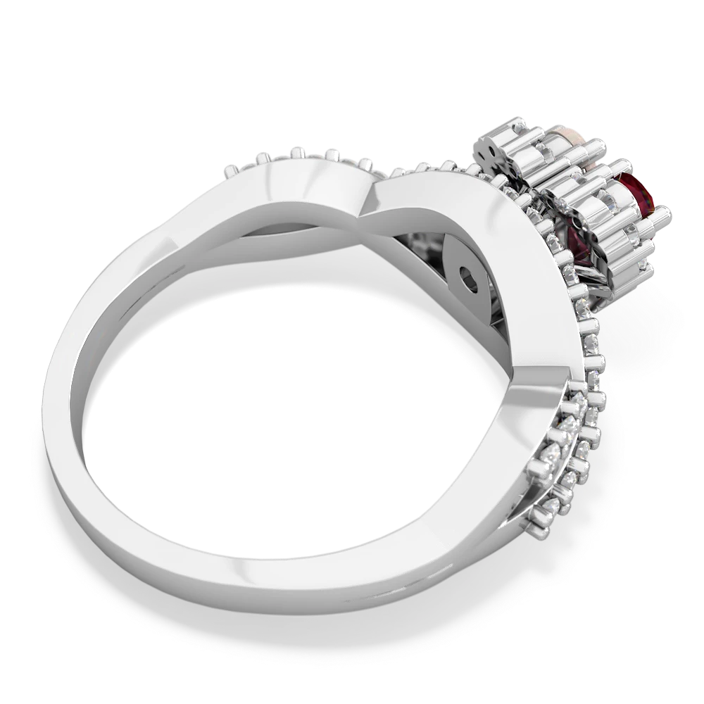 Lab Ruby Diamond Twist 'One Heart' 14K White Gold ring R2640HRT