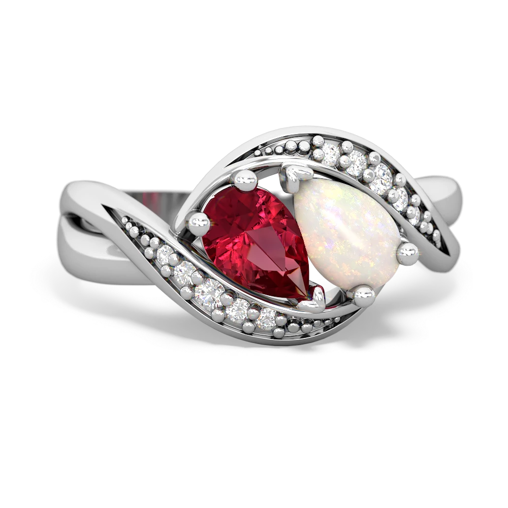 Lab Ruby Summer Winds 14K White Gold ring R5342