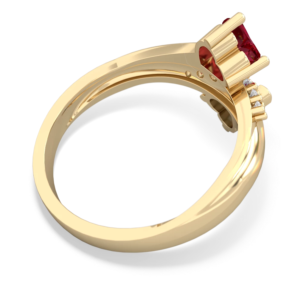 Lab Ruby Heart To Heart 14K Yellow Gold ring R2064