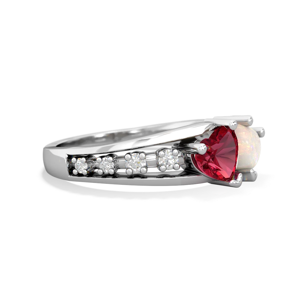 Lab Ruby Heart To Heart 14K White Gold ring R3342