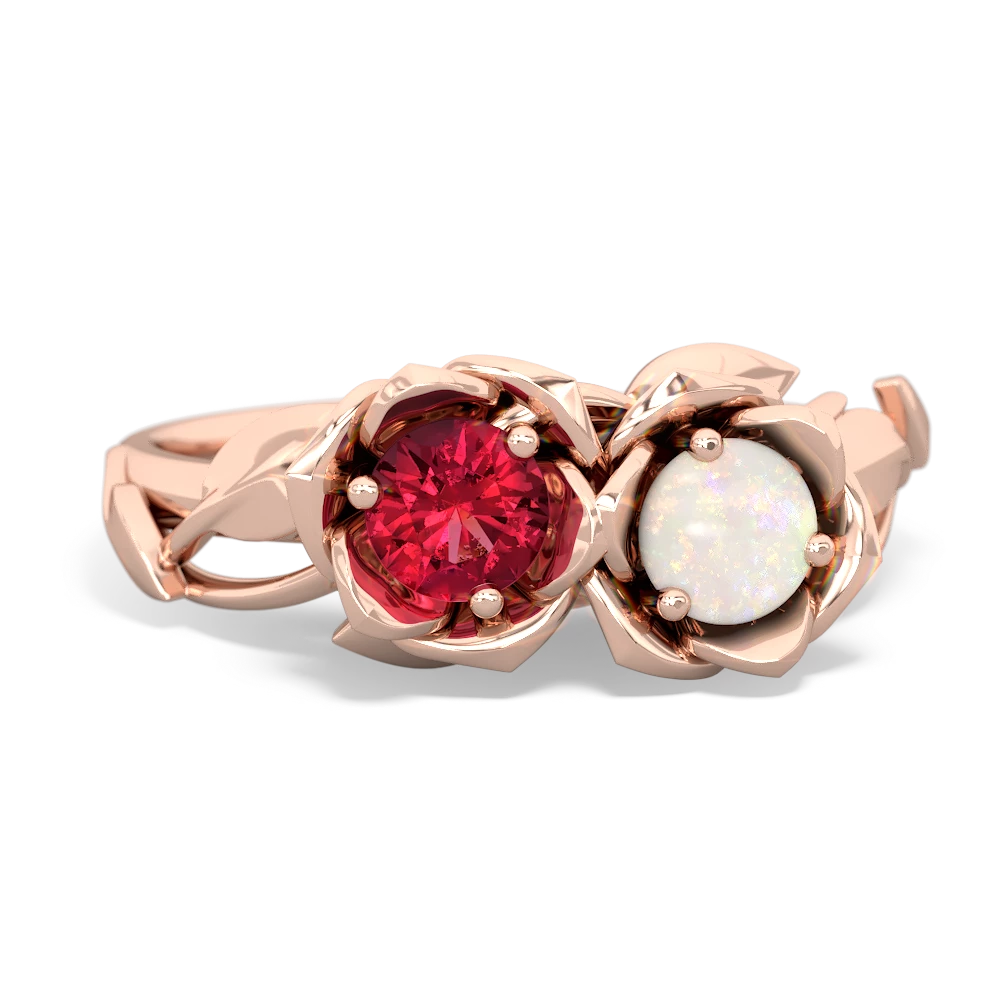 Lab Ruby Rose Garden 14K Rose Gold ring R5510