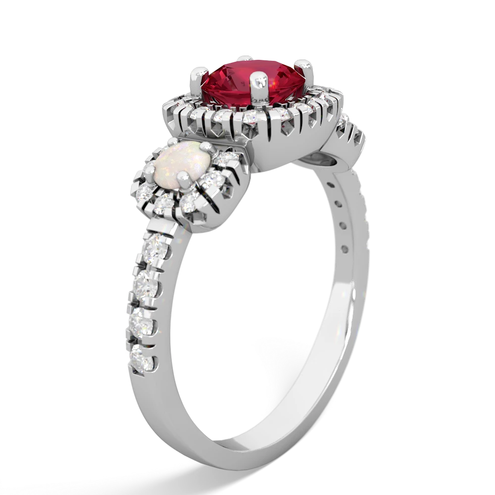 Lab Ruby Regal Halo 14K White Gold ring R5350