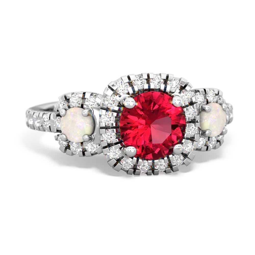 Lab Ruby Regal Halo 14K White Gold ring R5350