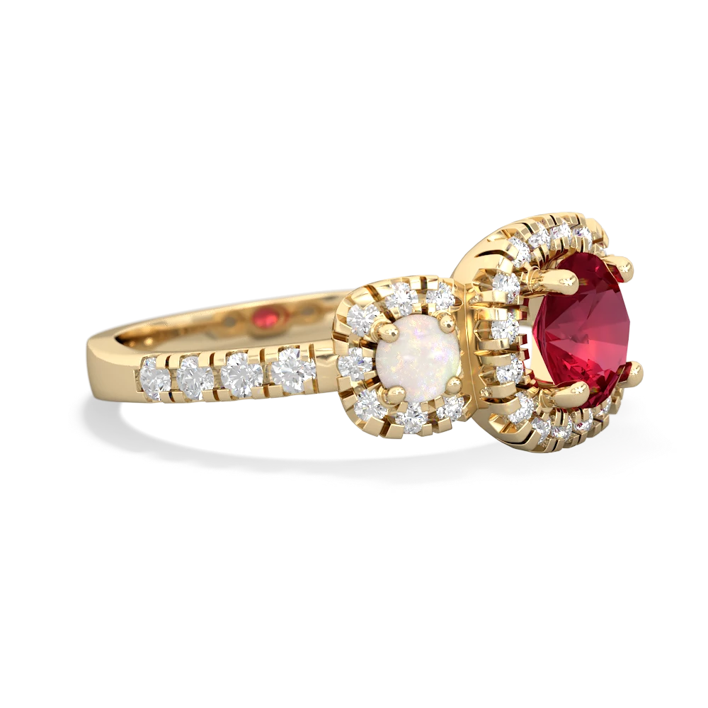 Lab Ruby Regal Halo 14K Yellow Gold ring R5350