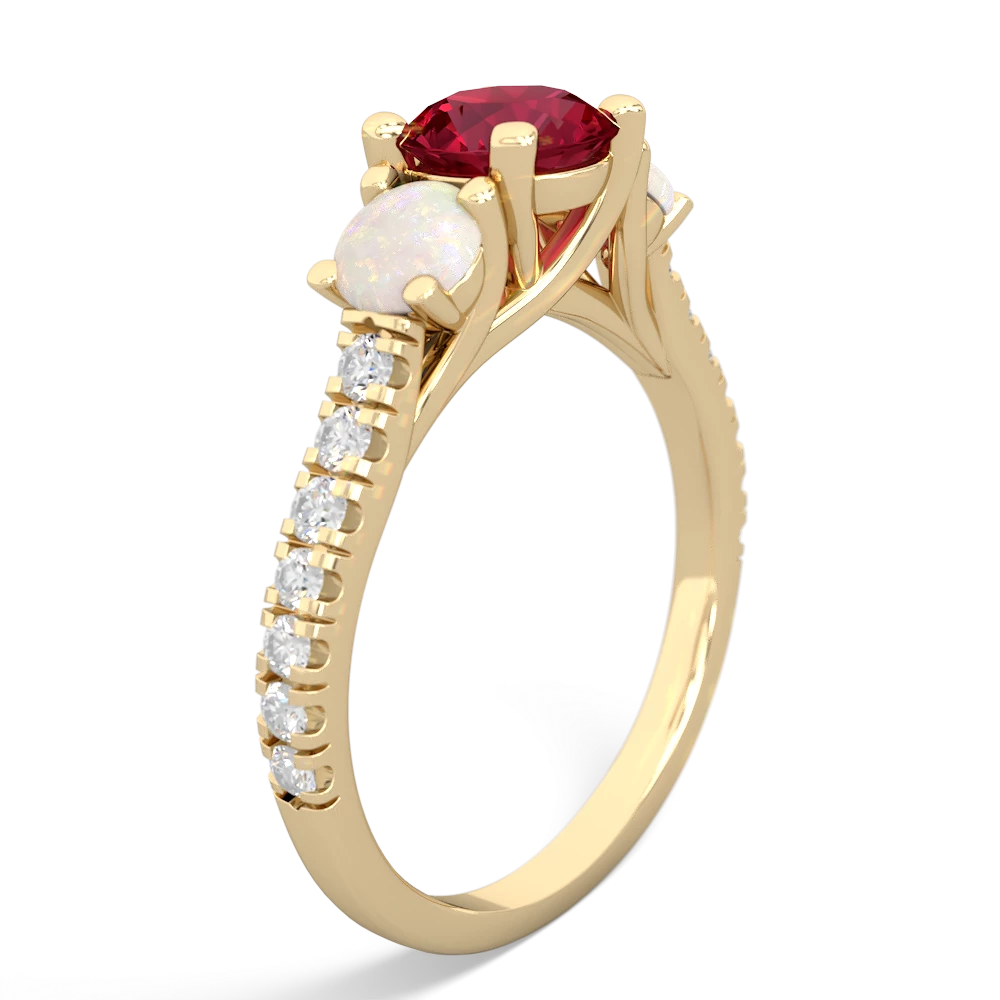 Lab Ruby Pave Trellis 14K Yellow Gold ring R5500