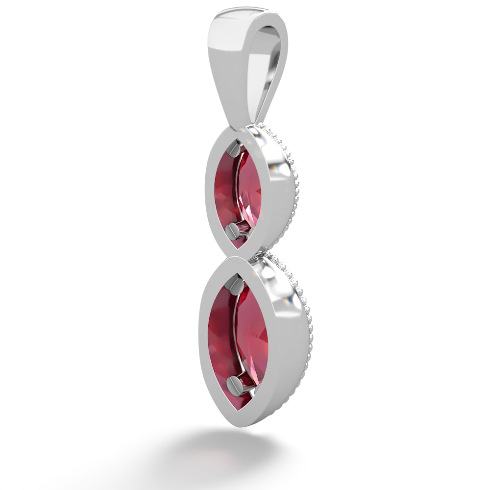 Lab Ruby Antique-Style Halo 14K White Gold pendant P5700