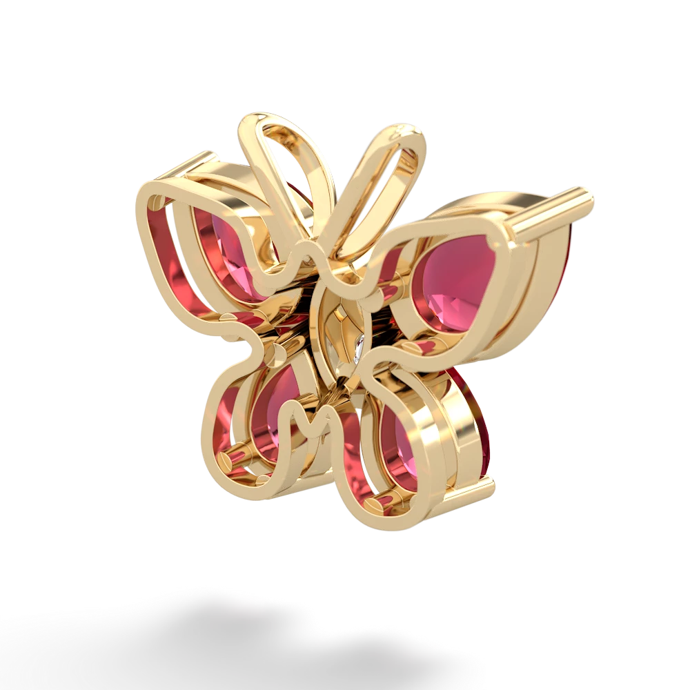 Lab Ruby Butterfly 14K Yellow Gold pendant P2215