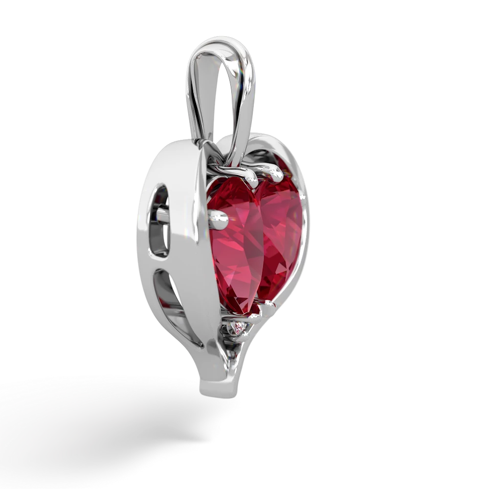 Lab Ruby Two Become One 14K White Gold pendant P5330