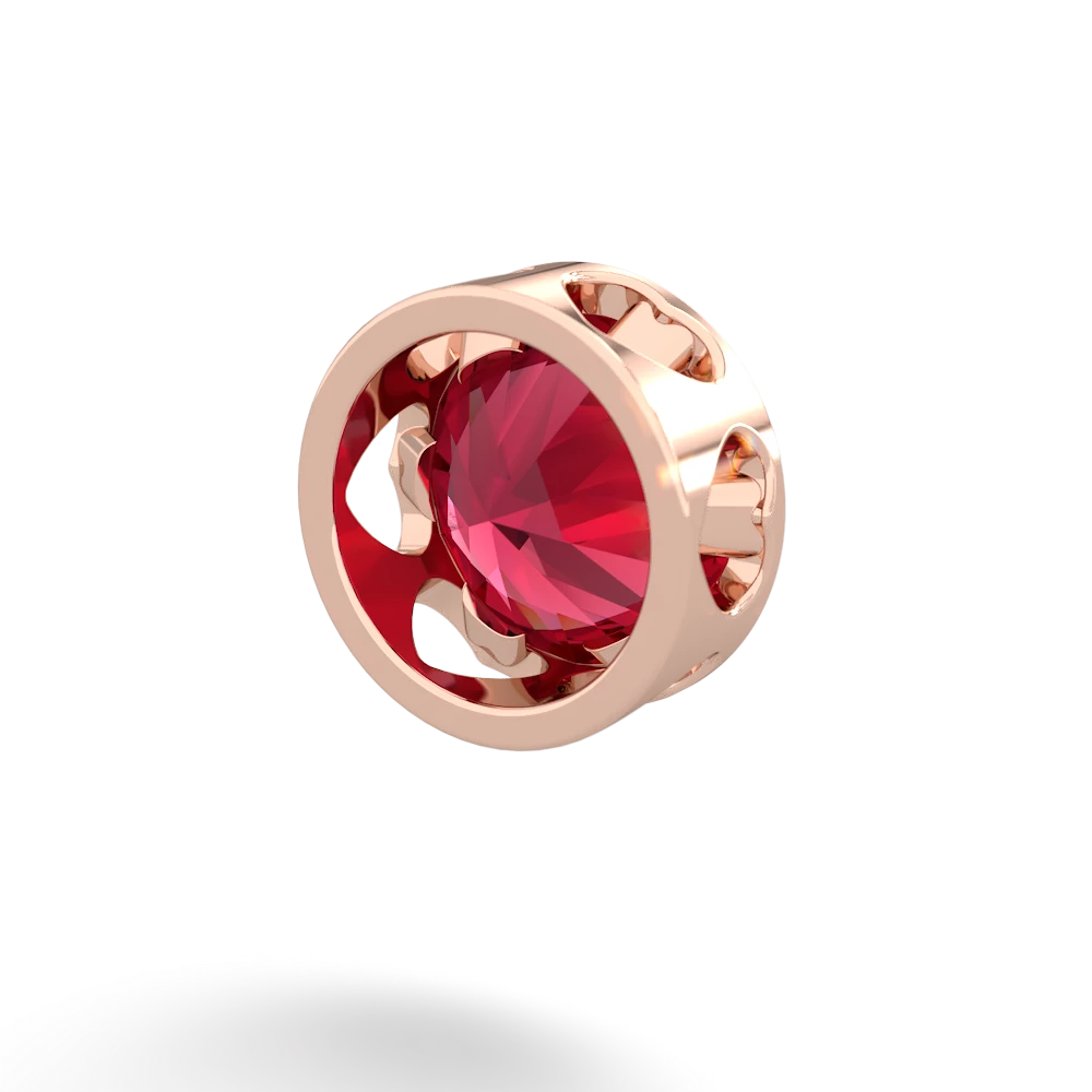 Lab Ruby 8Mm Slide 14K Rose Gold pendant P3788