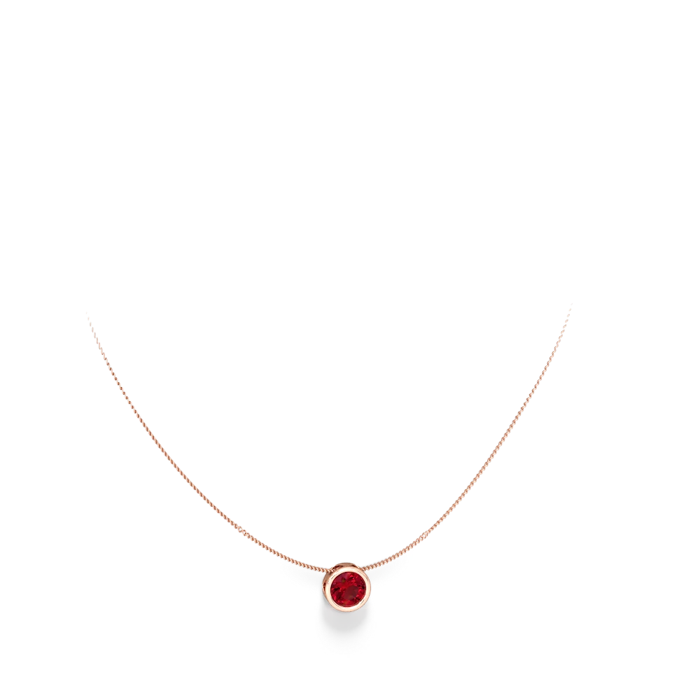 Lab Ruby 8Mm Slide 14K Rose Gold pendant P3788