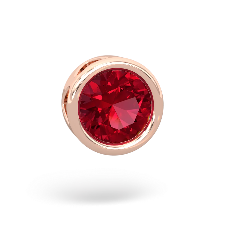 Lab Ruby 8Mm Slide 14K Rose Gold pendant P3788