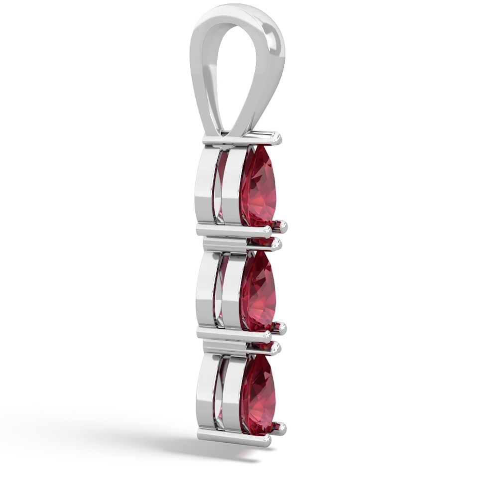 Lab Ruby Dew Drops 14K White Gold pendant P2251