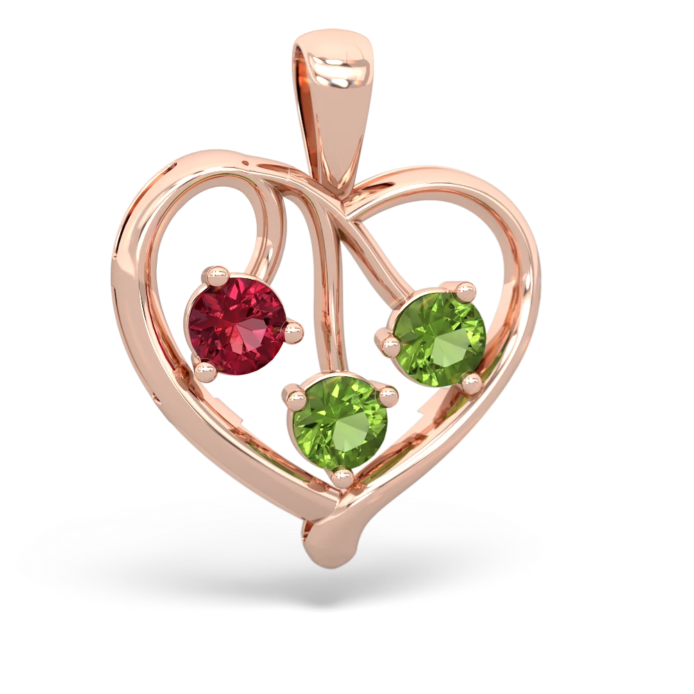 Lab Ruby Glowing Heart 14K Rose Gold pendant P2233