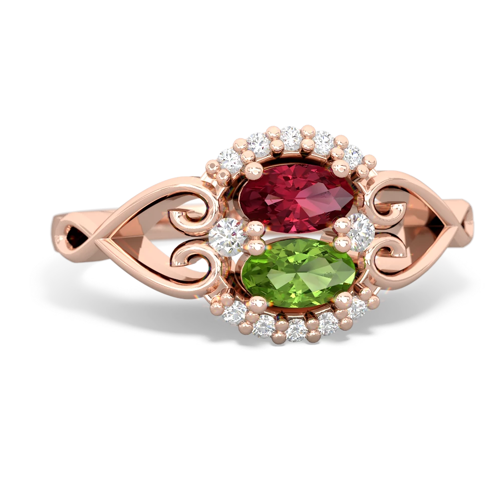 Lab Ruby Love Nest 14K Rose Gold ring R5860