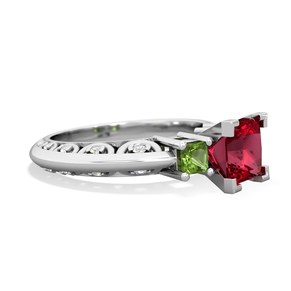 Lab Ruby Eternal Embrace Engagement 14K White Gold ring C2001