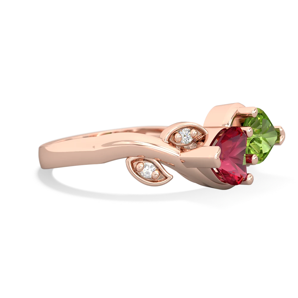 Lab Ruby Floral Elegance 14K Rose Gold ring R5790