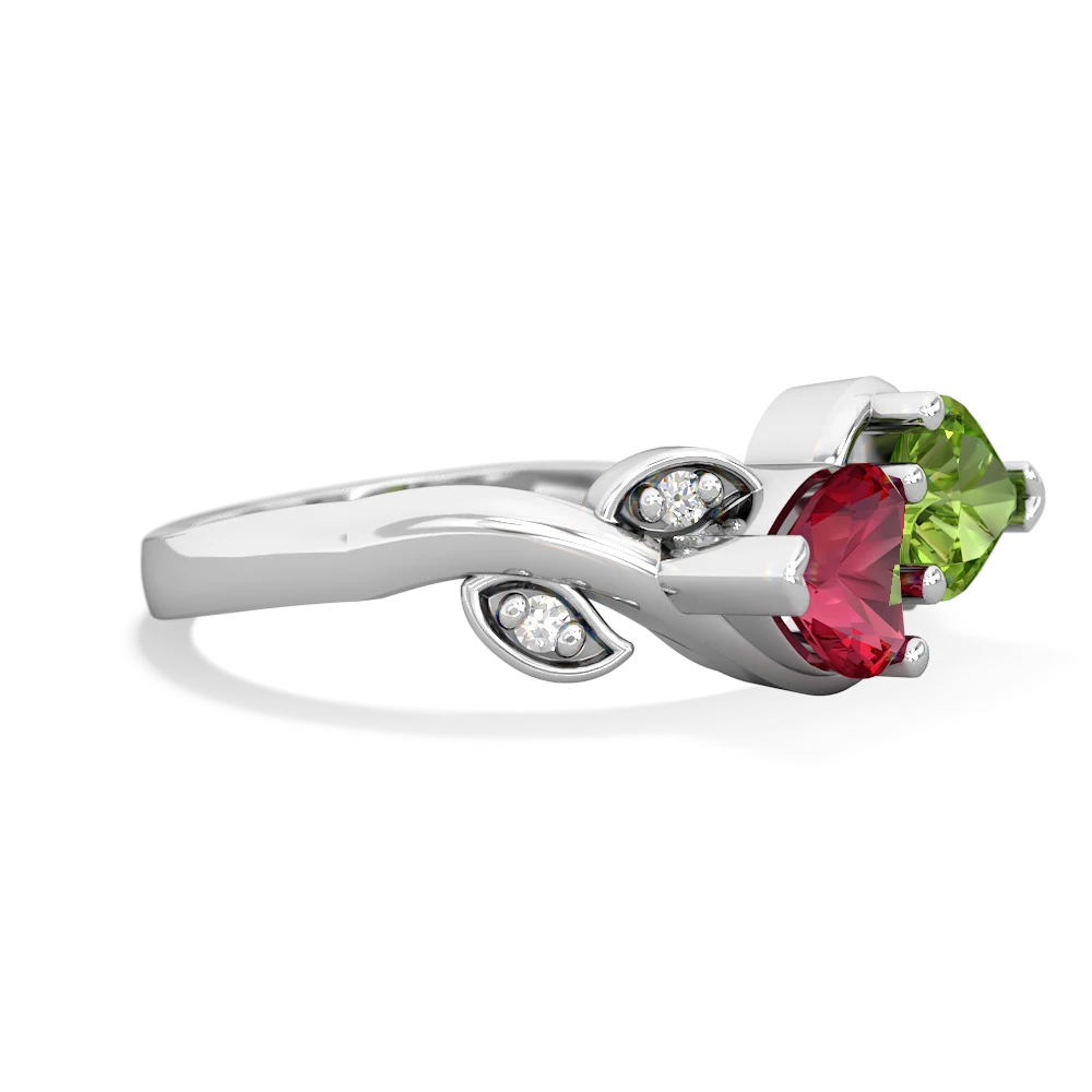 Lab Ruby Floral Elegance 14K White Gold ring R5790