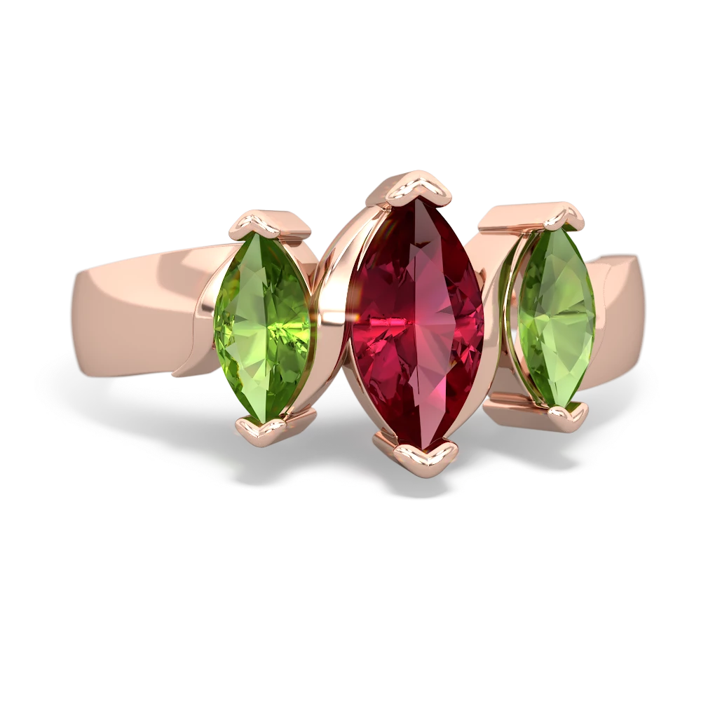 Lab Ruby Three Peeks 14K Rose Gold ring R2433