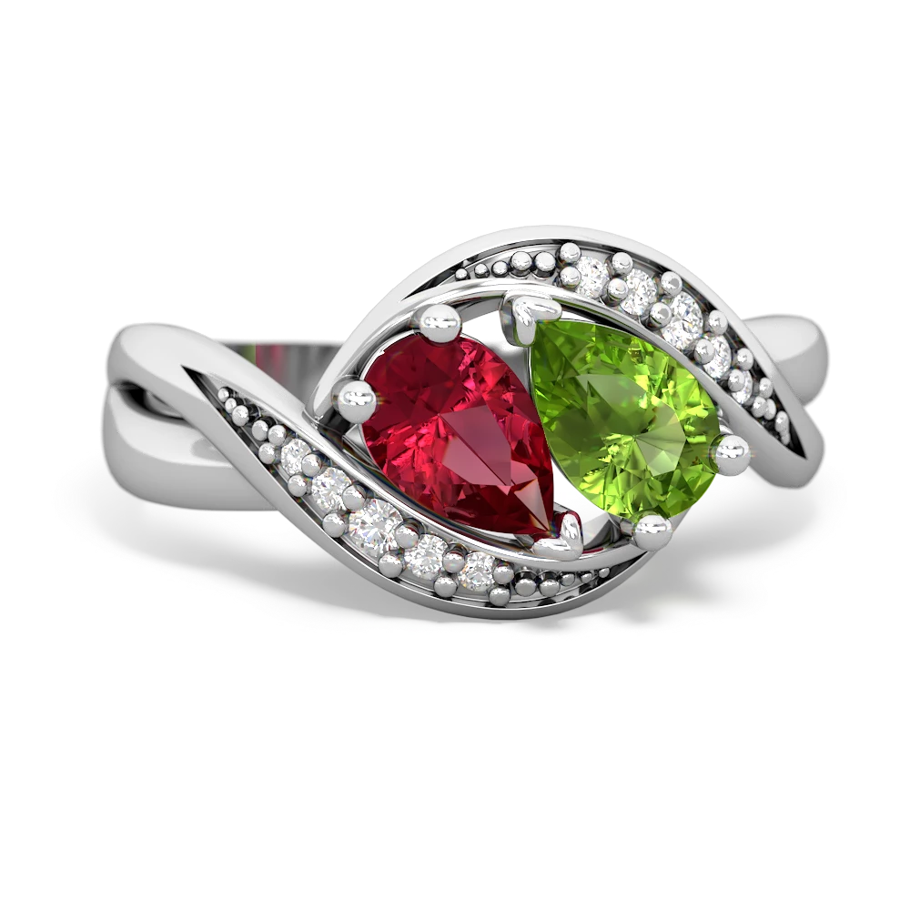 Lab Ruby Summer Winds 14K White Gold ring R5342