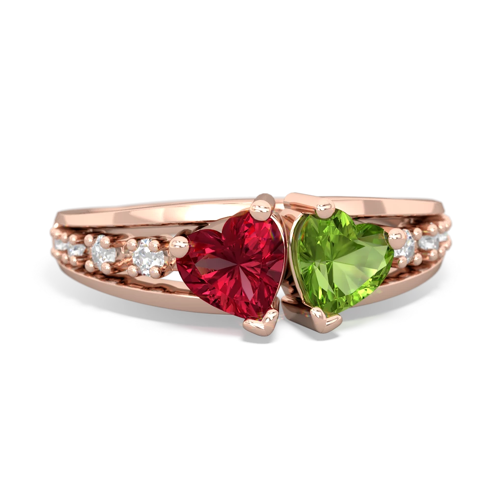 Lab Ruby Heart To Heart 14K Rose Gold ring R3342