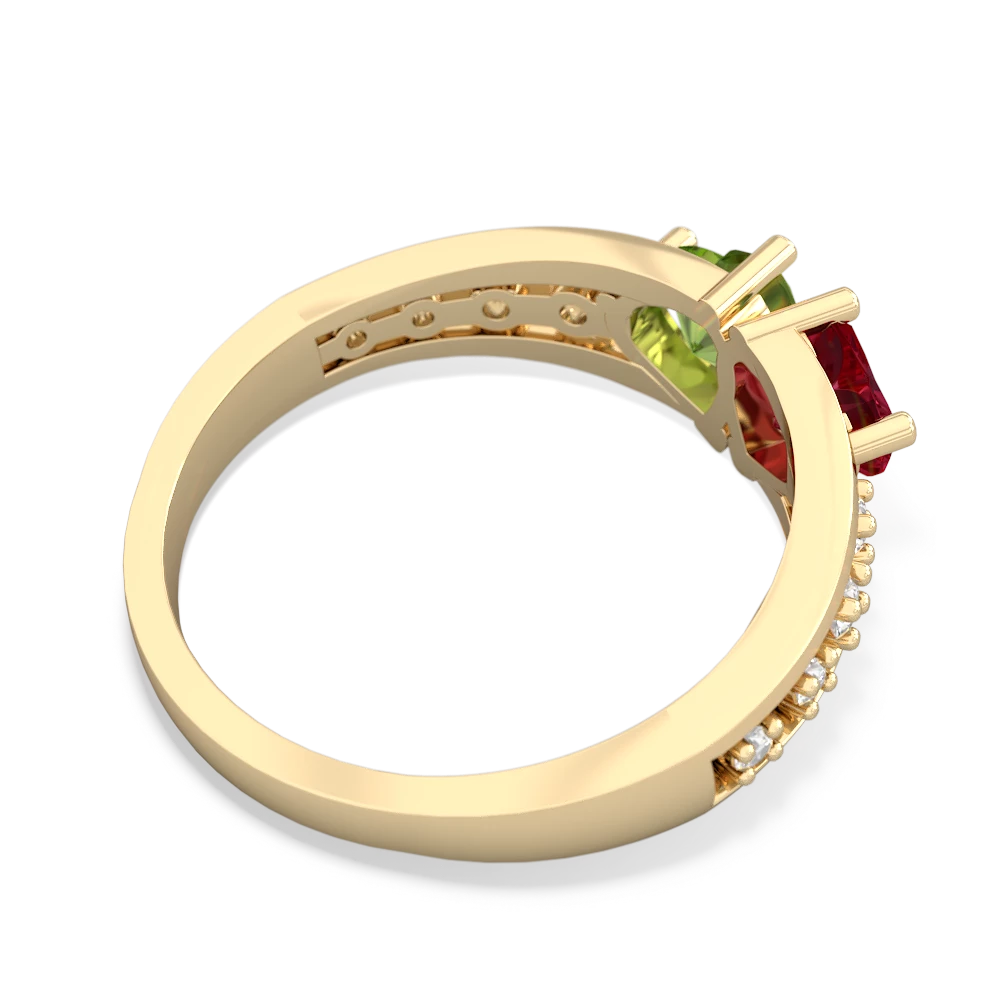 Lab Ruby Heart To Heart 14K Yellow Gold ring R3342