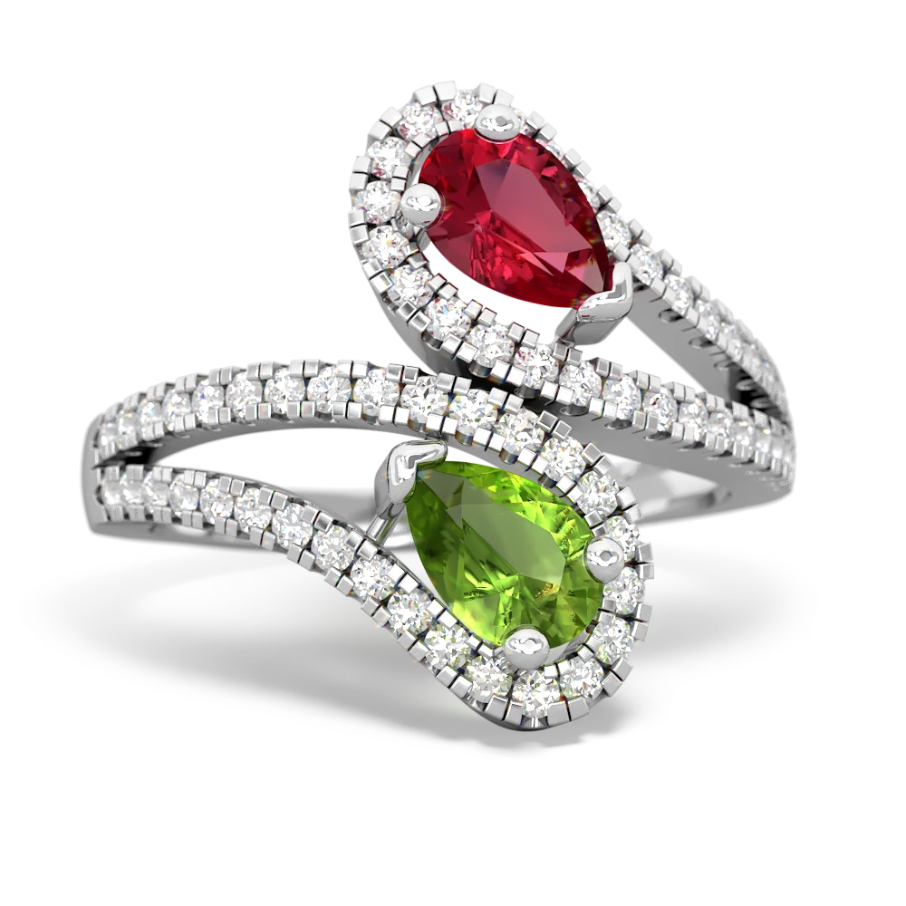 Lab Ruby Diamond Dazzler 14K White Gold ring R3000