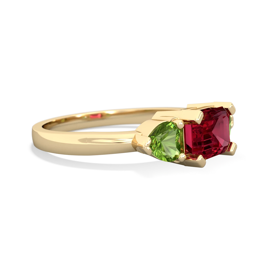 Lab Ruby Three Stone 14K Yellow Gold ring R5235